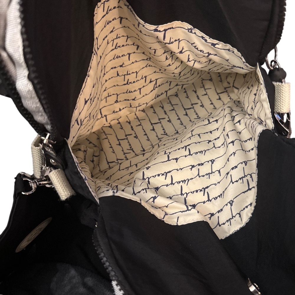Kipling black and canvas straps tote bag and convertible crossbody & clip wallet - Picture 5 of 11